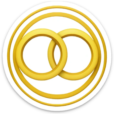 two overlapping circles in a rich yellow color (#FFD700). The circles should be identical in size and overlap by about 30-40% in the center, creating a vesica piscis shape. The design should be clean and minimal with a solid fill sticker