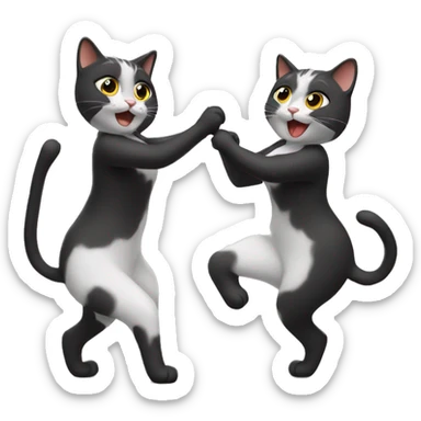 two girl cats dancing sticker