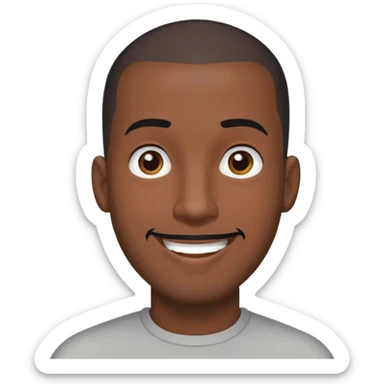 Đàn ông, đầu đinh, mặt dài, da đen cười tươi tóc đen, râu quai nón sticker