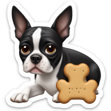 boston terrier with dog treat sticker