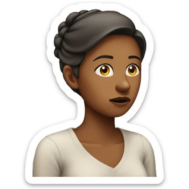 concerned woman looking to the side sticker