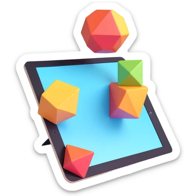 3D surreal iPad with impossible geometry, Apple-inspired sticker
