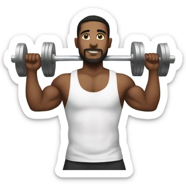Man lifting weights in a tank top sticker