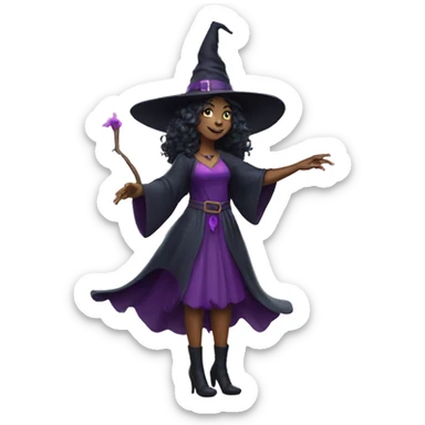 witch put out a hand to cast a spell, sparkles sticker