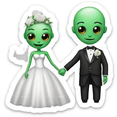 Alien bride and groom sticker