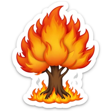 Flaming bush on fire with smoke sticker