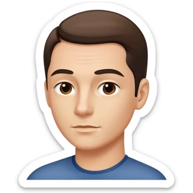 sharp chin lines, hair slicked to the side, sticker