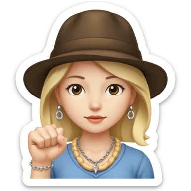 Hatted ancient girl wearing fist bone Necklaces sticker