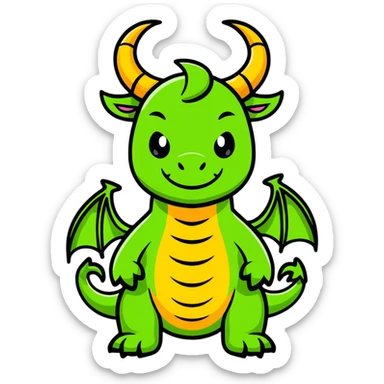 majestic dragon with horns and fierce expression sticker