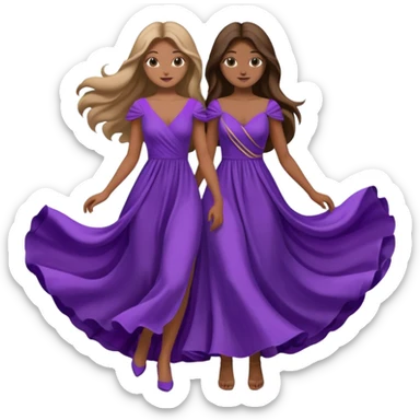 A couple in same outfit female with long hair and purple dress sticker