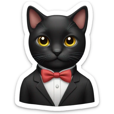 black cat wearing bow tie sticker