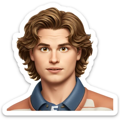 portrait of a brown haired boy sticker