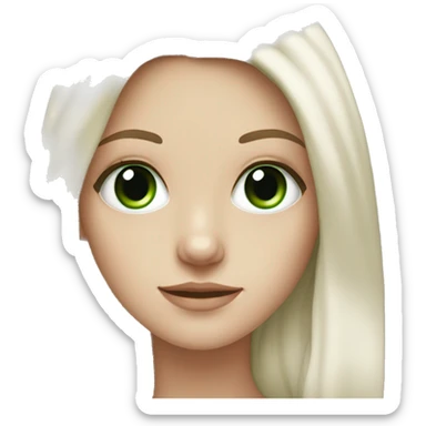 White Girl with black long hair, green eyes,  sticker