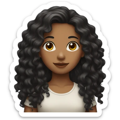 girl with long dark curly hair sticker