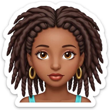 Black girl with long realistic eyelashes, lipgloss and locs sticker