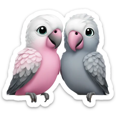 2 Pink and grey parakeets  sticker