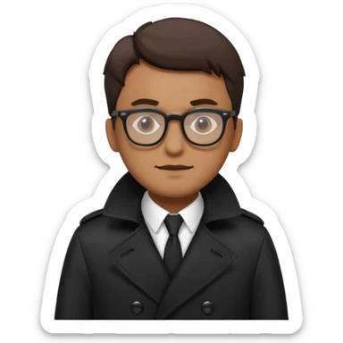 man in black trenchcoat and glasses sticker