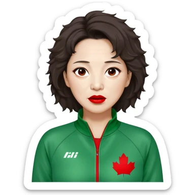 Han Mi-nyeo : Age: Late 60s
Appearance: A middle-aged woman with wrinkles, frizzy, messy dark brown hair and dramatic red lipstick.
Outfit: Green player tracksuit sticker