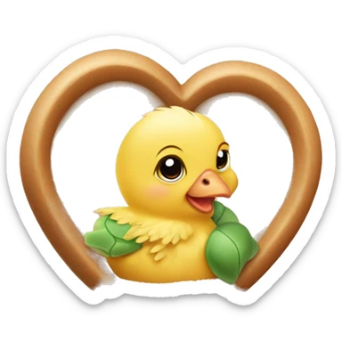 Baby chicken , turtle and teddy bear 🧸 inside heart emoji sticker