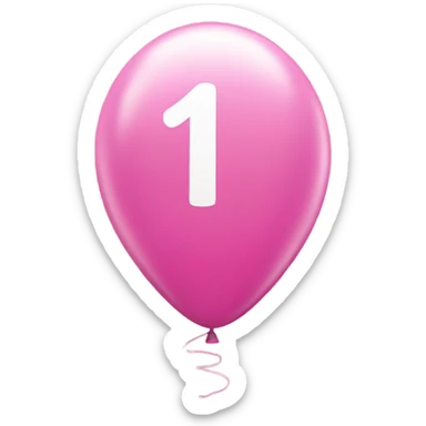pink balloon shaped like number one sticker