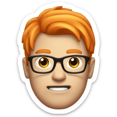Angry nerd with orange hair sticker