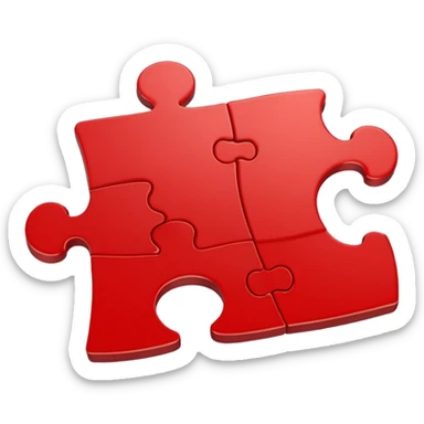 red puzzle piece emoji, classic jigsaw shape sticker