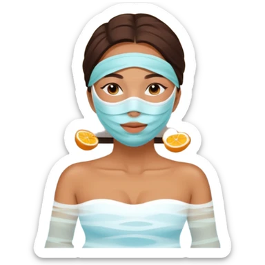 Lady with face mask spa beauty full face relaxing sticker