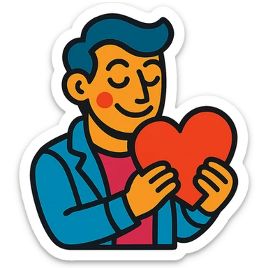 a lover with a heart sticker