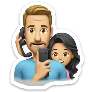 Husband poking wife while she is on the phone  sticker