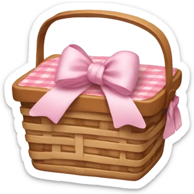 Picnic  basket in light pink bow sticker