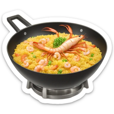 shrimp making fried rice in a wok sticker
