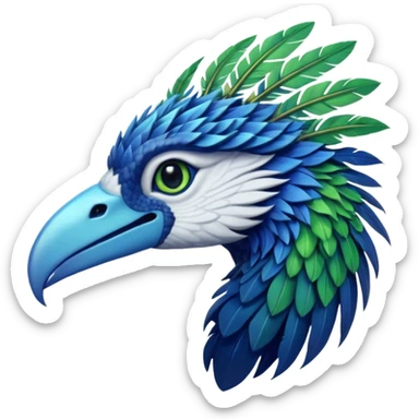 Ikran mountain banshee from Avatar The Way of Water, close-up face, expressive eyes, blue and green colors sticker