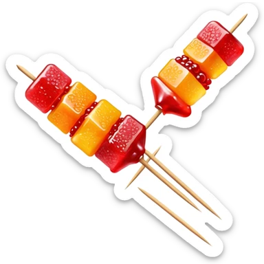 Tanghulu candied fruit skewers with red sugar coating, Chinese street food sticker