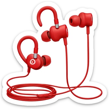 red wired earbuds sticker