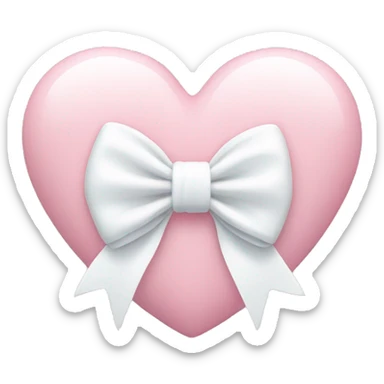 Pastel pink heart with white bow sticker