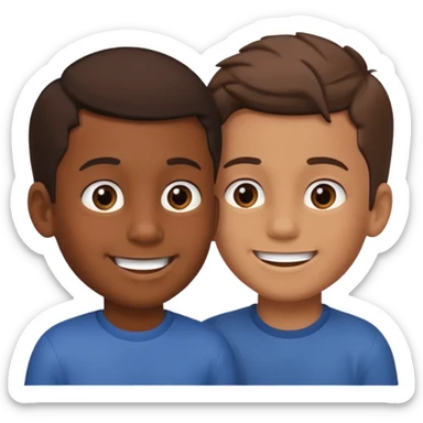 Two boys having a conversation facing at each other. sticker