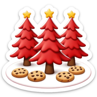 Christmas wallpaper with emoji trees cookies chilling all in red colour sticker