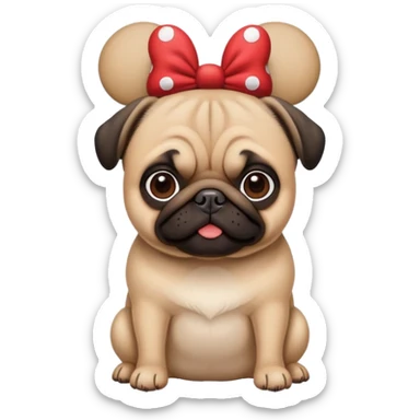 Pug with Mickey Mouse ears sticker
