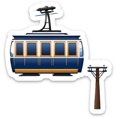 create a cablecar emoji in winter. make it navy dark blue. no yellow. and add the words in white: Lenk  sticker