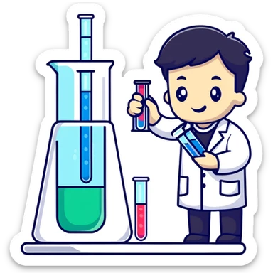 scientist comparing two test tubes labeled A and B sticker