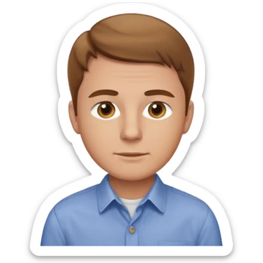 man with lgiht brown hair doing back, round cheeks at work lighter skin, hazel eyes sticker