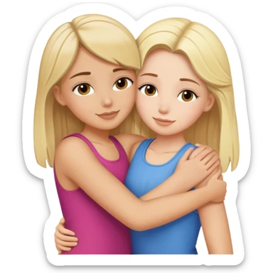 blonde girl hugging a brunette girl.they’re best friends  sticker