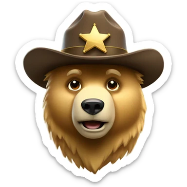 Golden grizzly bear with a sheriffs hat  sticker