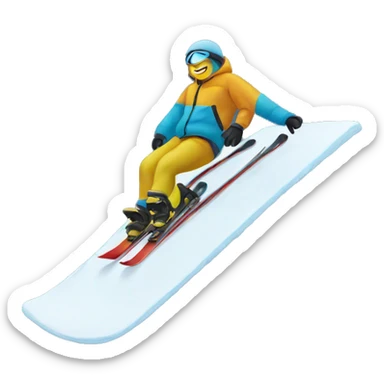 slide on snow on single ski sticker