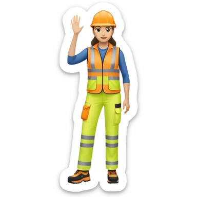 female hi-vis vest trousers, shoes, hand raised sticker
