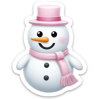 Cute white and light pink snowman sticker