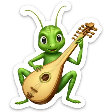 grasshopper playing lyre sticker