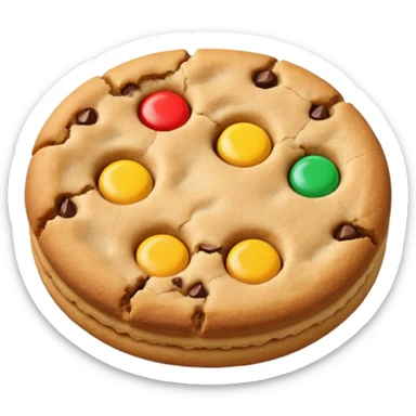 Two plain cookies, one bitten sticker