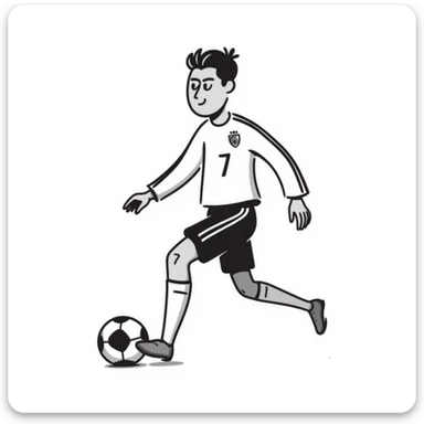 Cristiano Ronaldo with soccer ball, football player with jersey number 7 sticker