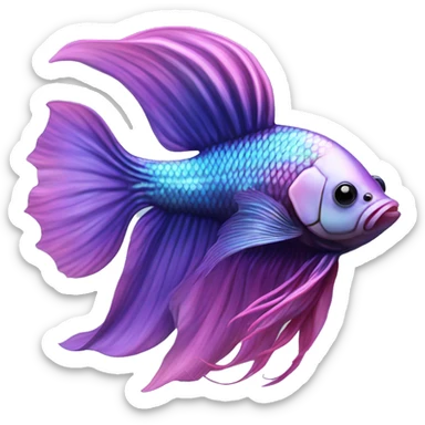 Pretty iridescent long fin betta fish blue and purple pink facing left realistic sticker